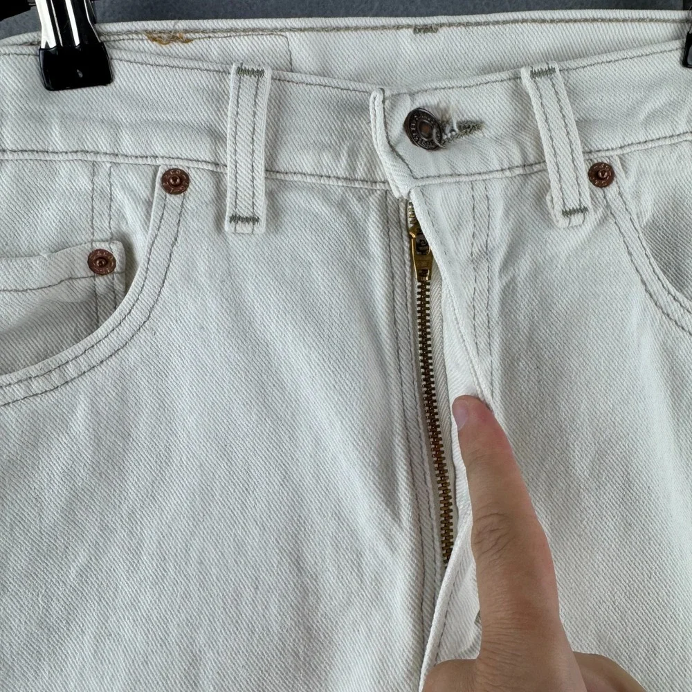 Vintage Levis Jeans Mens 33x30 (Fits 31x31) Cream Denim 505 Straight 90s USA